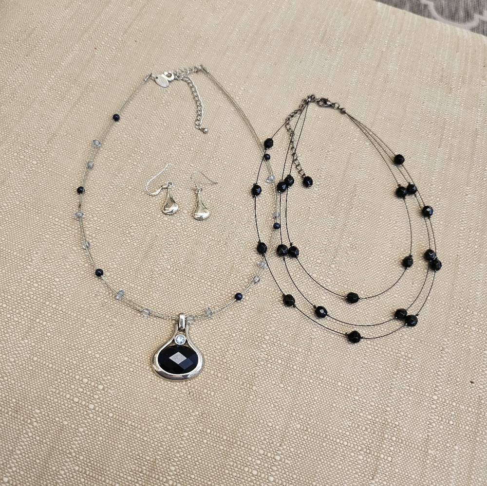SET! Lia Sophia with 925 Teardrop Earrings & Beaded Choker SET! - Picture 1 of 14